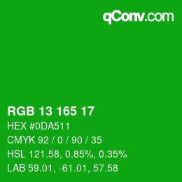 Color code: RGB 13 165 17 | qconv.com