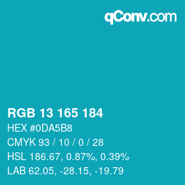 カラーコード: RGB 13 165 184 | qconv.com