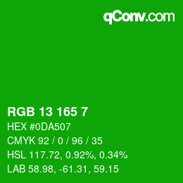 Color code: RGB 13 165 7 | qconv.com