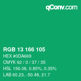 Color code: RGB 13 166 105 | qconv.com