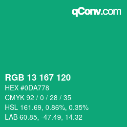 Color code: RGB 13 167 120 | qconv.com