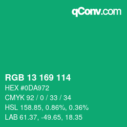 Color code: RGB 13 169 114 | qconv.com