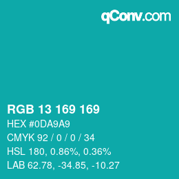 Color code: RGB 13 169 169 | qconv.com