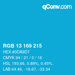 Color code: RGB 13 169 215 | qconv.com