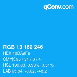 Color code: RGB 13 169 246 | qconv.com