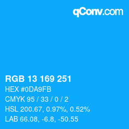 カラーコード: RGB 13 169 251 | qconv.com