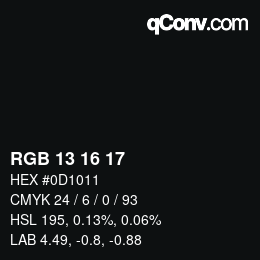 Color code: RGB 13 16 17 | qconv.com