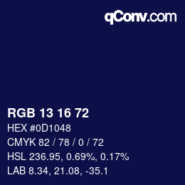 Color code: RGB 13 16 72 | qconv.com