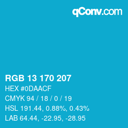 Color code: RGB 13 170 207 | qconv.com