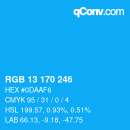 カラーコード: RGB 13 170 246 | qconv.com