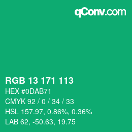 Color code: RGB 13 171 113 | qconv.com