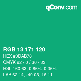 颜色代码: RGB 13 171 120 | qconv.com