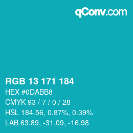 Color code: RGB 13 171 184 | qconv.com