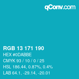 Color code: RGB 13 171 190 | qconv.com