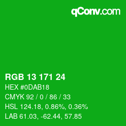 Color code: RGB 13 171 24 | qconv.com