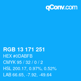 Color code: RGB 13 171 251 | qconv.com