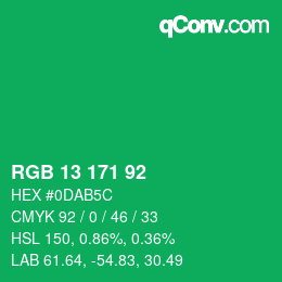 颜色代码: RGB 13 171 92 | qconv.com