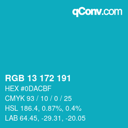 Color code: RGB 13 172 191 | qconv.com