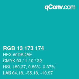 カラーコード: RGB 13 173 174 | qconv.com