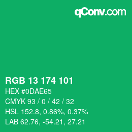 Color code: RGB 13 174 101 | qconv.com