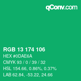 Color code: RGB 13 174 106 | qconv.com