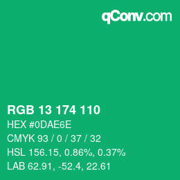 Color code: RGB 13 174 110 | qconv.com