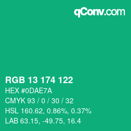 Color code: RGB 13 174 122 | qconv.com