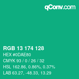 Color code: RGB 13 174 128 | qconv.com