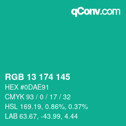 Color code: RGB 13 174 145 | qconv.com