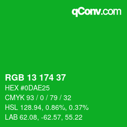 Color code: RGB 13 174 37 | qconv.com