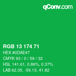 Color code: RGB 13 174 71 | qconv.com