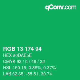 Color code: RGB 13 174 94 | qconv.com