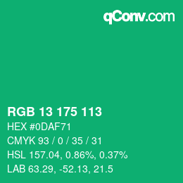 Color code: RGB 13 175 113 | qconv.com