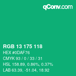Color code: RGB 13 175 118 | qconv.com