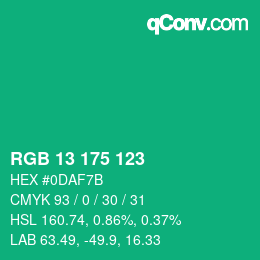 Color code: RGB 13 175 123 | qconv.com