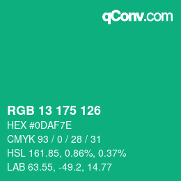Color code: RGB 13 175 126 | qconv.com