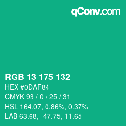 カラーコード: RGB 13 175 132 | qconv.com