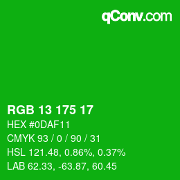 Color code: RGB 13 175 17 | qconv.com