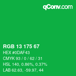 Color code: RGB 13 175 67 | qconv.com