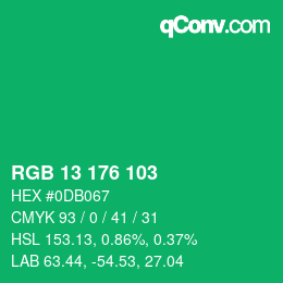 Color code: RGB 13 176 103 | qconv.com