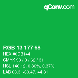 カラーコード: RGB 13 177 68 | qconv.com