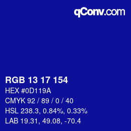 Color code: RGB 13 17 154 | qconv.com
