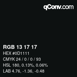 Color code: RGB 13 17 17 | qconv.com