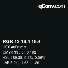 カラーコード: RGB 13 18.4 19.4 | qconv.com