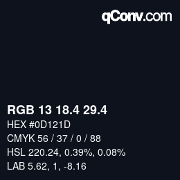 カラーコード: RGB 13 18.4 29.4 | qconv.com