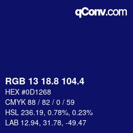 カラーコード: RGB 13 18.8 104.4 | qconv.com
