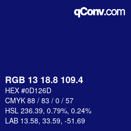カラーコード: RGB 13 18.8 109.4 | qconv.com