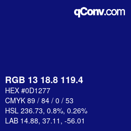 カラーコード: RGB 13 18.8 119.4 | qconv.com