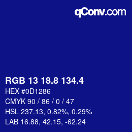カラーコード: RGB 13 18.8 134.4 | qconv.com