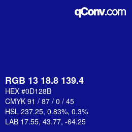 カラーコード: RGB 13 18.8 139.4 | qconv.com